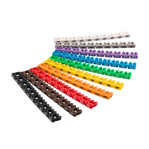 Цветные маркеры / клипсы для проводов и кабелей - 250 штук