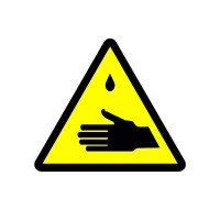 Предупреждающая этикетка «Осторожно попадание ядовитых веществ на кожу» ГОСТ - 200мм, ПВХ-пленка