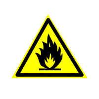 Знак безопасности «Пожароопасно. Легковоспламеняющиеся вещества» - ПВХ-пленка, 100шт.