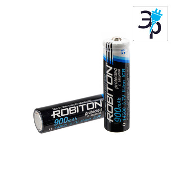 Батарейка аккумуляторная Robiton Li-ion (14500) – 900мАч, 3,7В, 15х53мм