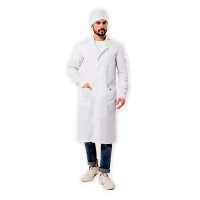 Мужской антистатический халат белого цвета EZ-M130.11 (40-74 / 146-206)