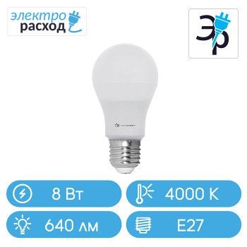 Светодиодная энергоэффективная лампа LE-GLS 8/E27/840 (L161)