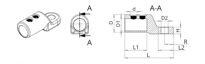 Схема размеров наконечников тип ЭНБ